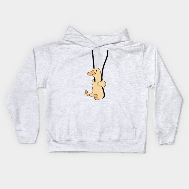 contemplative ducky on a swing | duck on swing Kids Hoodie by smileyfriend